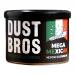Image shows twelve 65g Dust Bros Mega Mexican snack bags neatly arranged in a rectangular cardboard tray. Each glossy bag displays a bold Dust Bros logo, fiery red and yellow color scheme, chili and lime graphics, and clear flavor text across the center.