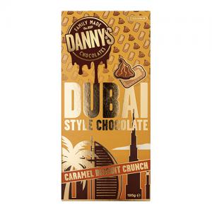 Dannys Dubai Style Caramel Biscuit Crunch Chocolate Bar 190g Pack of