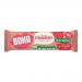 Photo shows a bright rectangular box of Boka Chewy Strawberry Cereal Bars. The front panel features a vivid pink-red background, a large Boka logo, a glossy image of a sliced strawberry and a golden cereal bar with visible oats. Multiple individual wrapped bars peek from the open top. Wrinkled foil.