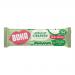 A glossy wrapper displays the Boka logo and Apple & Cinnamon label with warm red and green accents. A golden-brown cereal bar sits beside scattered oats and dried apple pieces, showing oat flakes and a light cinnamon dusting.
