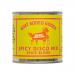 Six 60g packets of Goat Rodeo Goods 'spicy Disco' spice blend sit in a neat row, their bright retro labels flashing neon pink and orange. Clear windows reveal a coarse, russet-red mix. Playful goat and disco motifs decorate the glossy pack art. Soft studio light adds subtle sheen and gentle shadows.