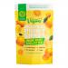 Bright orange bottle of Vegums Vitamin C Wholefruit sits upright beside a scatter of citrus slices and ten glossy orange gummies. Clean white label shows green Vegums logo and simple text. Soft studio lighting casts gentle shadows on a pale, neutral background. Subtle reflection sits on the surface.