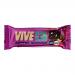 A compact rectangular box displays fifteen individually wrapped brownies. The packaging uses deep purple and soft pink hues with the Vive Bakery logo. The front photo shows a moist chocolate square topped with glossy mixed berries.