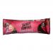 A glossy rectangular wrapper features a chocolate bar image beside vivid raspberries and red syrup splashes. The Sweet Robyn’s Confectionery logo appears in playful script across the center. Background mixes deep brown and raspberry pink with small nutrition panels at the edges. foil seal along edge.