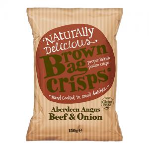Brown Bag Crisps Aberdeen Angus Beef And Onion 150G Pack of 10