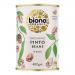 A photo shows six 400 g Biona Organic pinto bean packs arranged together. Each pack features the Biona logo, an 'organic' label and an image of pinto beans on a green-and-cream background; product text and net weight appear on the front.