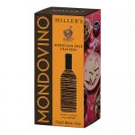 Boxed Mondovino Moroccan Spice crackers rest on a wooden board. Golden-brown rounds show cracked edges and flecks of paprika and herbs. The warm ochre pack features artisanal text and a bakery emblem; scattered crumbs highlight the crunchy, rustic surface. Sunlit highlights accentuate warm tones....