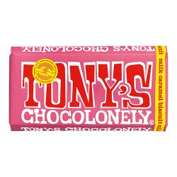 Tonyâ€™s Chocolonely Milk Caramel Biscuit Fairtrade 180g Pack of 15