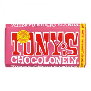 Tonys Chocolonely Milk Caramel Biscuit Fairtrade 180g Pack of 15