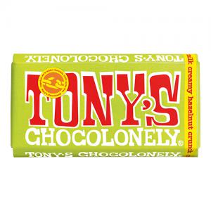 Tonys Chocolonely Milk Creamy Hazelnut Crunch Fairtrade 180g Pack of