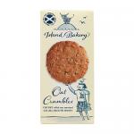 Image shows a 125g Island Bakery Oat Crumbles packet standing against a neutral background. The blue-and-white package displays the Island Bakery logo and bold product name; a clear window reveals coarse golden oat crumbles. Small icons and net weight line the lower edge.