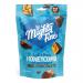 The photo shows six Mighty Fine Honeycomb Dips in milk chocolate, arranged in a loose cluster on a pale surface. Smooth, glossy chocolate coats irregular honeycomb shapes; one piece is broken to reveal a porous caramel interior. Soft highlights and gentle shadows add depth. Texture, light and subtle