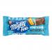A row of fifteen Mighty Fine milk chocolate bars sits in a neat box; each 30g bar shows glossy brown wrappers stamped with a retro logo. One bar is unwrapped, exposing a cross-section of pale golden honeycomb sponge encased in smooth milk chocolate. Crumbs speckle the wrapper edges and catch light..