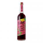 Six 500ml Belvoir Fruit Farms cordial bottles sit in two neat rows, alternating raspberry and lemon. Clear glass reveals deep raspberry red and pale lemon straw liquids. Cream labels display delicate botanical illustrations and black caps, with soft light reflecting on the glass.