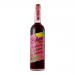 Six 500ml Belvoir Fruit Farms cordial bottles sit in two neat rows, alternating raspberry and lemon. Clear glass reveals deep raspberry red and pale lemon straw liquids. Cream labels display delicate botanical illustrations and black caps, with soft light reflecting on the glass.