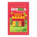 A display of ten 40g impulse bags of Jealous Grizzly Bears confectionery sits on a plain background. Each glossy bag is bright red with a cartoon grizzly mascot, bold white logo and illustrated gummy bears tumbling from an open corner, with small icons and text.