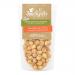 A small sealed bag with Joe & Seph’s branding in bold type. The front shows glossy toffee-coated popcorn, red apple slices and cinnamon sticks illustrated against a warm, rustic background. The product name and vegan label appear on the pack.