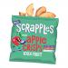 A small, kid-friendly packet stands upright with pale green and yellow panels. The Spare Snacks logo sits near the top. A sliced apple illustration fills the center. A clear window shows thin apple crisps. Small text indicates 'Plain' and the 12g weight. A subtle matte finish and rounded corners add