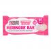 Twelve meringue bars sit in a neat box: pale ivory meringue with crisp peaks, pink raspberry crumble scattered across each, delicate edible flower petals, a dusting of powdered sugar and glossy white chocolate drizzle, textured crumb contrasting with smooth, airy meringue. Subtle lemon flecks glint.