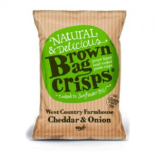 Brown Bag Crisps Cheddar and Onion 40g Pack of 20