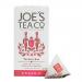 A rectangular carton of Joe's Tea Co. The Berry Best organic tea sits on a neutral background, showing a tidy six-pack of 15-count tea bags. Vivid berry illustrations—raspberries, strawberries and blueberries—cover a pink-to-berry-red gradient, with the Joe's Tea Co. logo centered. Matte sheen shows