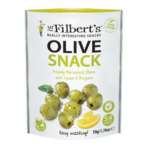 Mr Filberts Lemon & Oregano Green Olives 50g Pack of 12