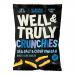 A compact display of ten 30g Well&Truly Crunchy Salt & Vinegar packets, neatly arranged in two rows. Each packet shows the Well&Truly logo, the product name and an image of crisp chips with salt crystals and a vinegar splash on a contrasting background.