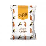 Twelve 100g Dreamers Popcorn bags sit arranged in a grid, each glossy packet showing the Dreamers logo and vibrant imagery of caramel-glazed and chocolate-drizzled popcorn. Golden and brown tones contrast with white highlights; textures of corn, caramel shine, and chocolate drizzle appear detailed..