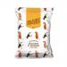 Twelve 100g Dreamers Popcorn bags sit arranged in a grid, each glossy packet showing the Dreamers logo and vibrant imagery of caramel-glazed and chocolate-drizzled popcorn. Golden and brown tones contrast with white highlights; textures of corn, caramel shine, and chocolate drizzle appear detailed..