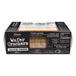 Olinas Bakehouse Wafer Crackers  Cracked Pepper 100G Pack of 12