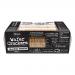 A close photo shows Olina's Bakehouse packaging beside several thin, pale-golden wafer crackers. The crackers lie stacked and scattered, their surfaces freckled with dark cracked-pepper bits. The branded box displays a bakery logo and product text against a neutral background Soft shadows add depth