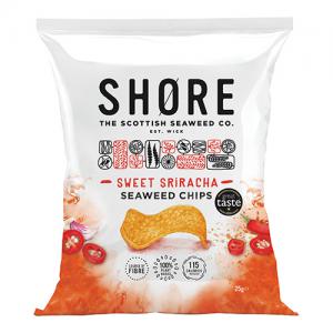 Shore Seaweed Chips  Sweet Sirarcha 25g Pack of 24