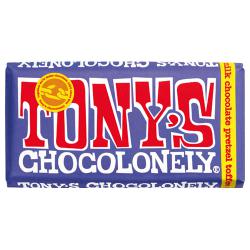 Tonyâ€™s Chocolonely Dark Milk Chocolate Pretzel Toffee 42% 180g Pack of 15