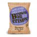 A photograph shows ten 150g Brown Bag Crisps packs stacked and fanned across a plain surface. Each brown paper-style packet features green rosemary sprigs illustration, sea salt crystals graphic and clear product name in bold, with a textured recycled-paper look and subtle shadowing. Soft highlights.