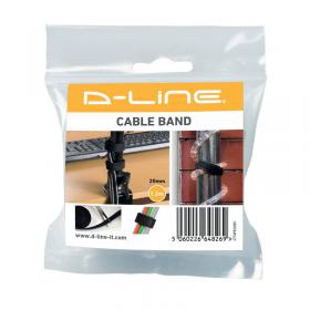 DLine Cable Tidy Band Reusable Hook and Loop Black CTTAPE20001 DL64826