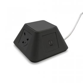 Inca free-standing power module 2 x UK sockets, 2 x twin USB fast charge - black 79-2-K