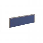 Straight fabric desktop screen 1200mm x 380mm - blue fabric with silver aluminium frame A1200-S-B