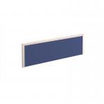 Straight fabric desktop screen 1200mm x 380mm - blue fabric with white aluminium frame A1200-WH-B