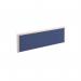 Straight fabric desktop screen 1200mm x 380mm - blue fabric with white aluminium frame A1200-WH-B