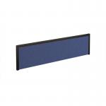 Straight fabric desktop screen 1400mm x 380mm - blue fabric with black aluminium frame A1400-K-B