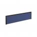 Straight fabric desktop screen 1400mm x 380mm - blue fabric with black aluminium frame A1400-K-B