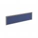 Straight fabric desktop screen 1400mm x 380mm - blue fabric with silver aluminium frame A1400-S-B