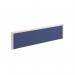 Straight fabric desktop screen 1400mm x 380mm - blue fabric with white aluminium frame A1400-WH-B