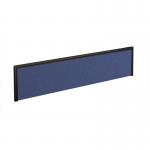 Straight fabric desktop screen 1600mm x 380mm - blue fabric with black aluminium frame A1600-K-B