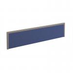 Straight fabric desktop screen 1600mm x 380mm - blue fabric with silver aluminium frame A1600-S-B