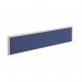 Straight fabric desktop screen 1600mm x 380mm - blue fabric with white aluminium frame A1600-WH-B