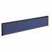 Straight fabric desktop screen 1800mm x 380mm - blue fabric with black aluminium frame A1800-K-B