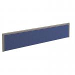 Straight fabric desktop screen 1800mm x 380mm - blue fabric with silver aluminium frame A1800-S-B