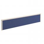 Straight fabric desktop screen 1800mm x 380mm - blue fabric with white aluminium frame A1800-WH-B