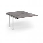 Connex Angled 1200 x 1600 x 725mm Back to Back Add On Bay - Silver Frame Grey Oak Top ACO1216-AB-S-GO